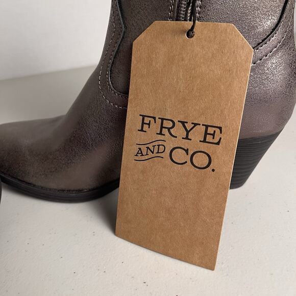 Frye and Co Daxx Stacked Heel Cowboy Boots Platinum Western Shoes Women's 6.5 - Picture 10 of 14